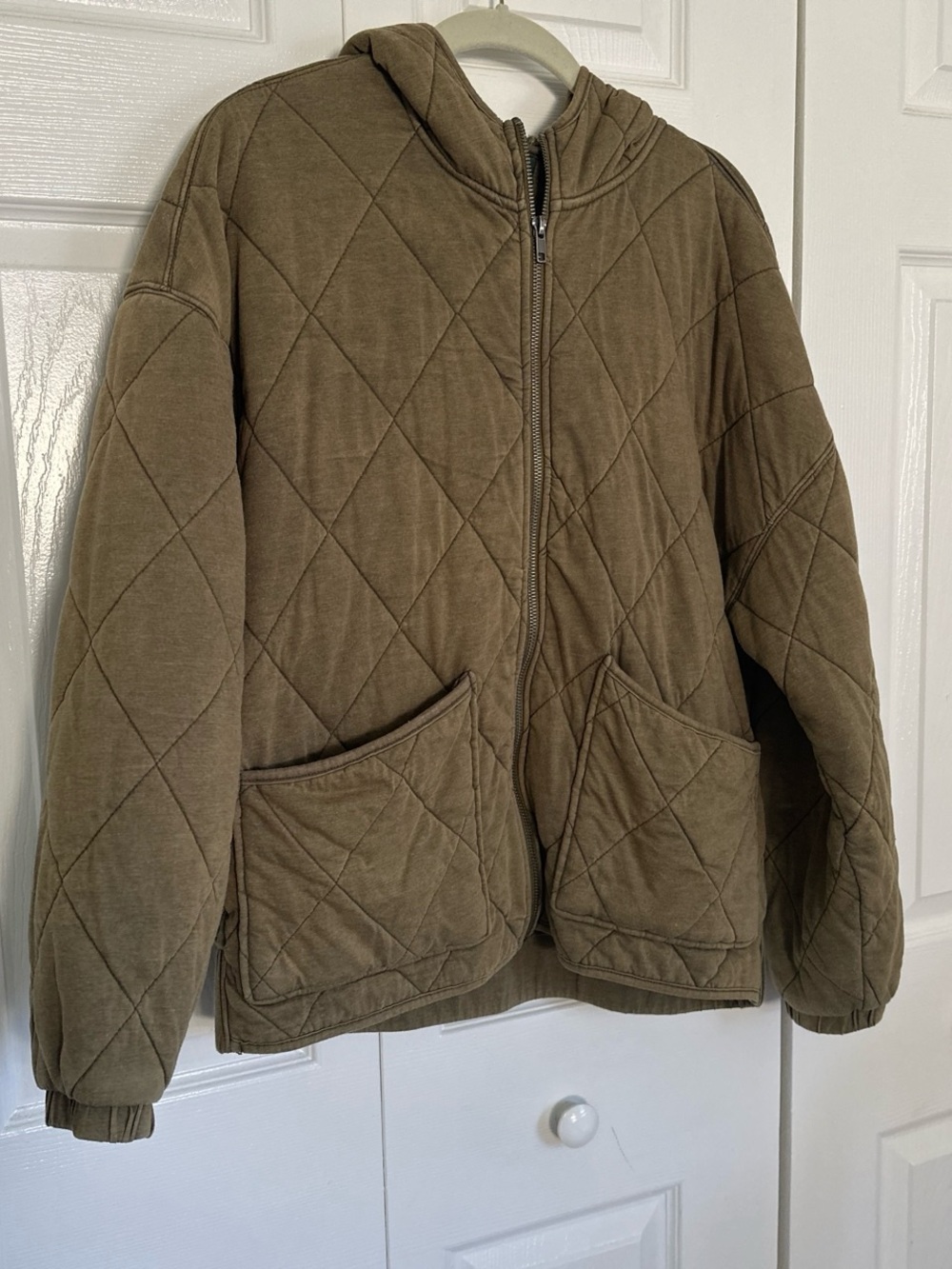 Quilted Hooded Jacket - Army green